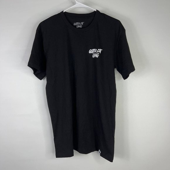 Gutter Cat Gang Mens Graphic T-Shirt Black White Spell Out Crew Cotton Tee M New
